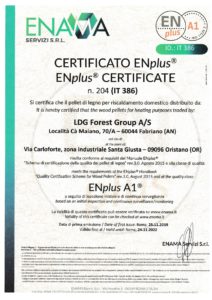 Certificato Pellet LDG ENplus A1